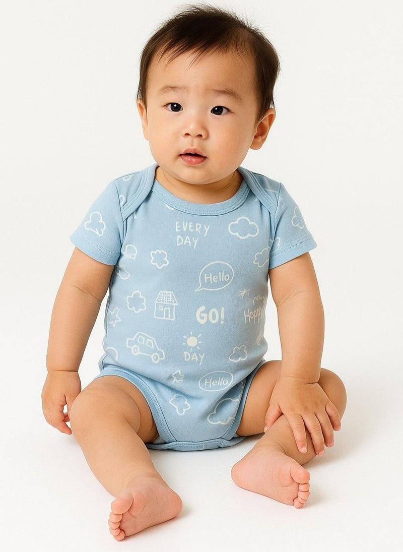 MINOTI Boys short sleeve bodysuits press-stud beige - Image 1